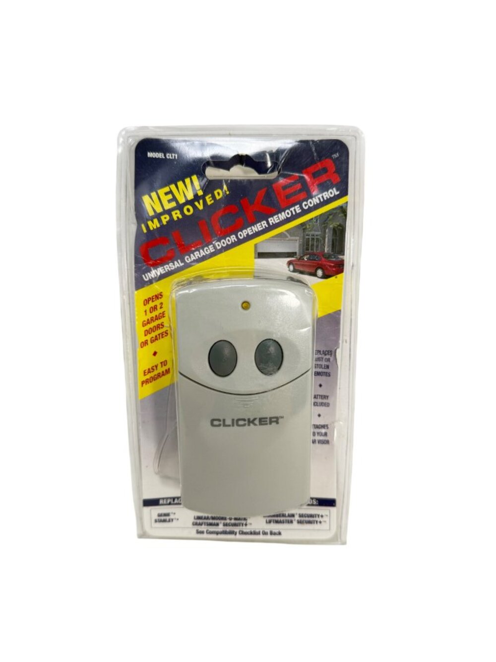 Clicker CLT1 Universal Garage Door Opener Remote Control 2-Button w/Original PKG